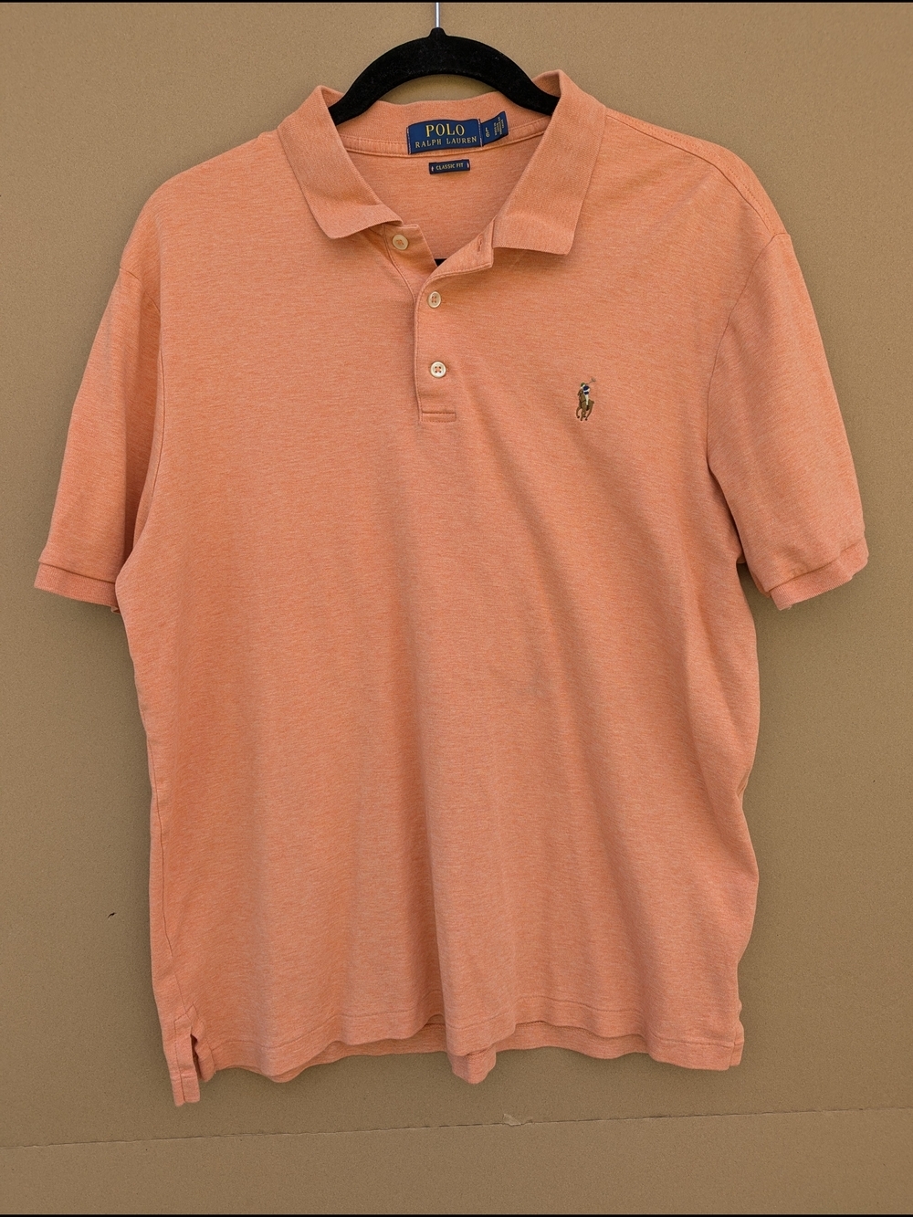 Polo Ralph Lauren Classic Polo Shirt Orange Heather Mens Large Coastal Vacation